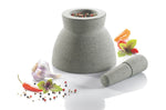 Mortier design Gefu Crunchy en granit gris double face + pilon