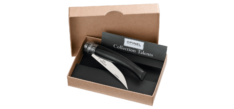 Couteau Opinel Effilé n°10 lame 10cm manche en ébène + coffret
