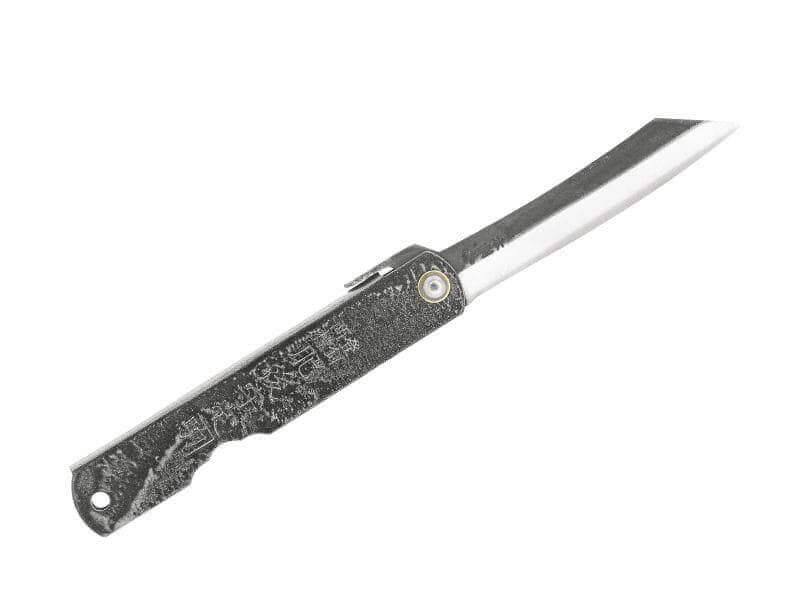 Couteau pliant Higonokami 2673 acier carbone manche gravé 10cm noir