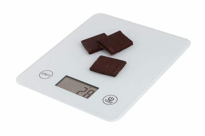 Balance de cuisine électronique écran LCD modèle Slim blanc avec plateau en verre