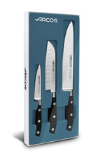 Coffret 3 couteaux de cuisine Riviera Arcos forgés (Chef+Santoku+Office)