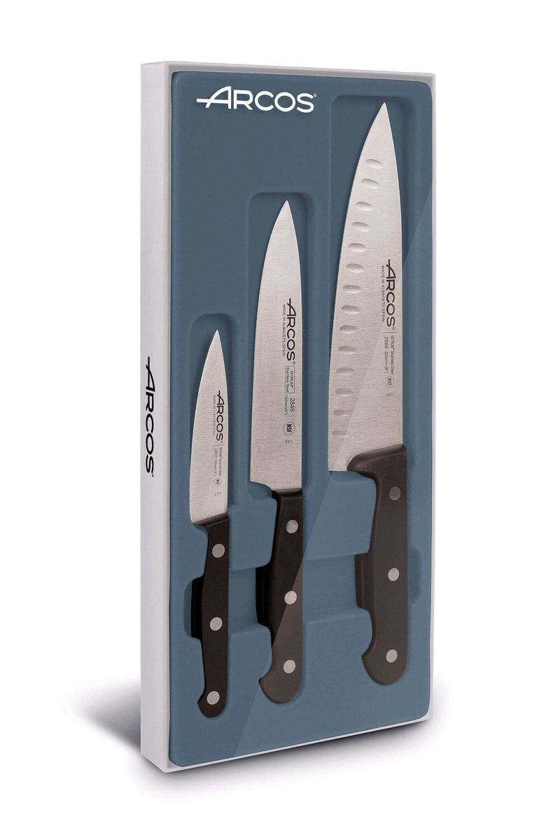 Coffret 3 couteaux de cuisine Arcos Universal manches 3 rivets