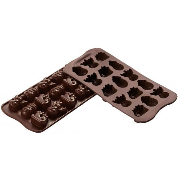 Moule à chocolat silicone Silikomart Easy Choc spécial Noël 214X106 mm - 15 sujets de Noël