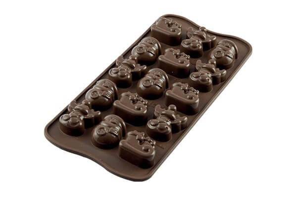 Moule à chocolat silicone Silikomart Easy Choc spécial Noël 214X106 mm - 15 sujets de Noël