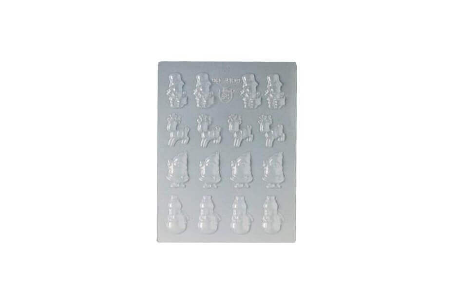 Plaque de 16 moules à chocolat - Sujets assortis 48 x 38mm
