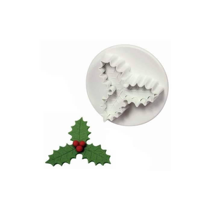 Jeu de 2 découpoirs + poussoirs feuille de houx triple Ø 22 et 45mm