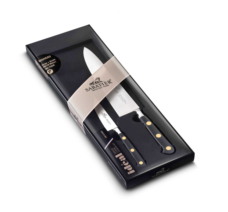 Coffret couteaux SABATIER Idéal Laiton Office 10cm + Chef 20cm