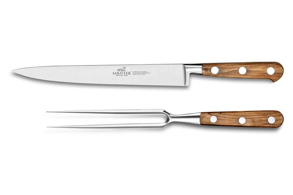 Coffret couteau SABATIER Provençao tranchelard 20cm + fourchette à viande