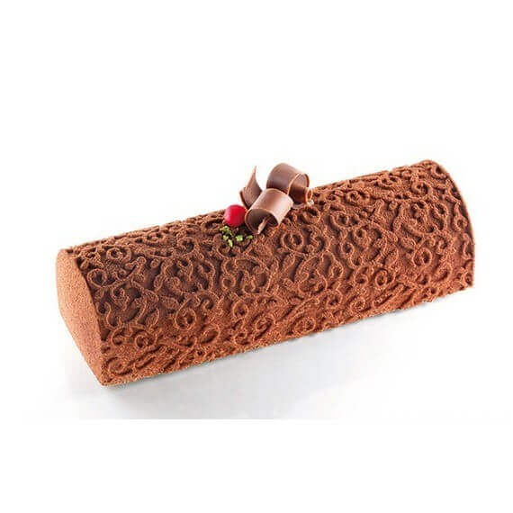 Kit moule à bûche 250 x 90mm + tapis de décor Silikomart - Arabesque