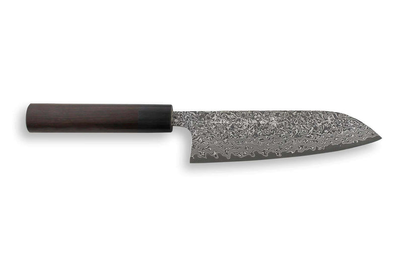 Couteau santoku japonais artisanal Yoshimi Kato 16.5cm VG10 Nickel Damascus