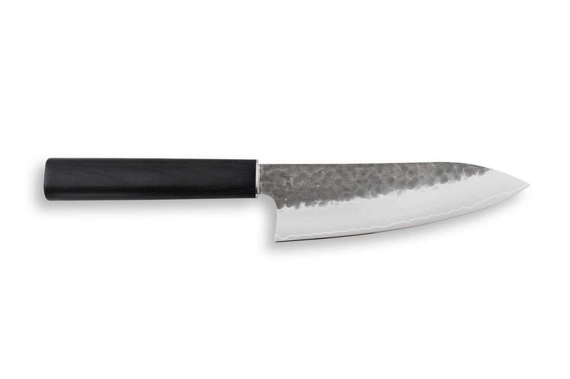 Couteau santoku japonais Shizu Hamono Yamato martelé 16cm manche sombre