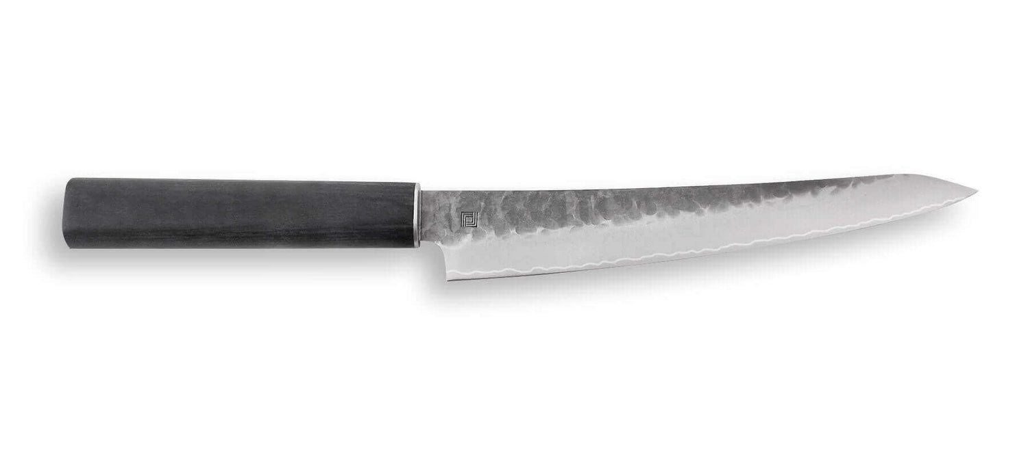 Couteau sujihiki japonais Shizu Hamono Yamato martelé 20cm manche sombre