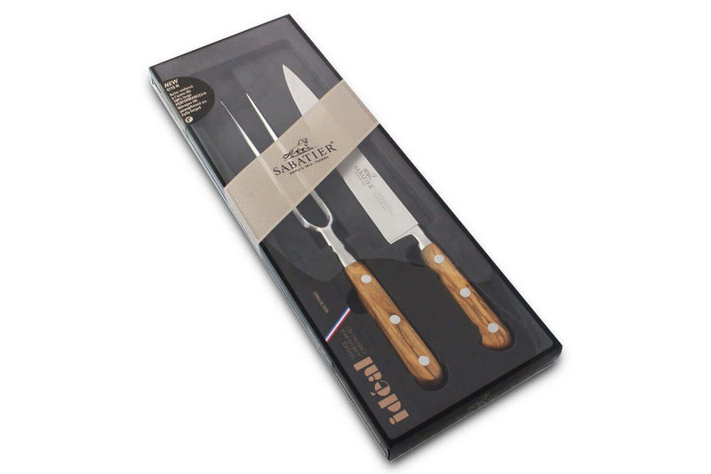 Coffret couteau SABATIER Provençao tranchelard 20cm + fourchette à viande