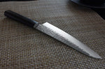 Couteau santoku japonais Shizu Hamono Yamato martelé 18cm manche sombre