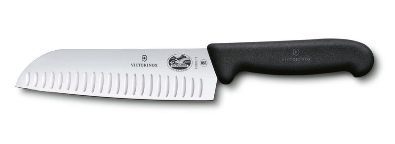 Couteau santoku Victorinox Fibrox lame alvéolée 17cm noir