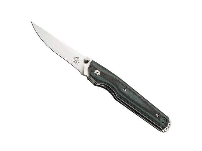 Couteau pliant Puma-Tec G10 vert/noir manche 12,5cm + clip