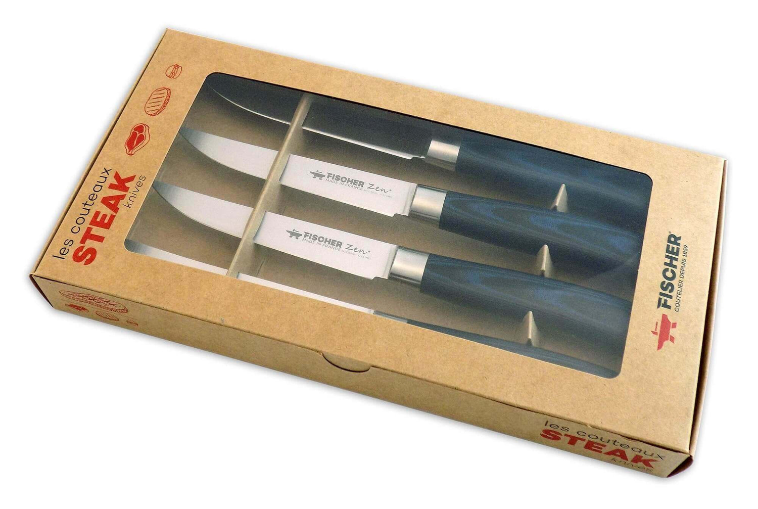 Set de 4 couteaux à steak pro Fischer ZEN extrême dureté