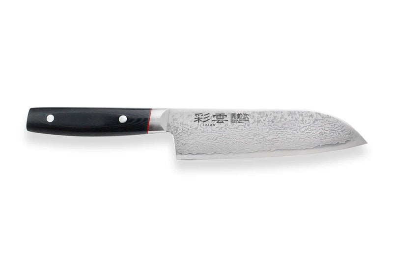 Couteau santoku japonais Kanetsugu Saiun 17cm damas 65 couches