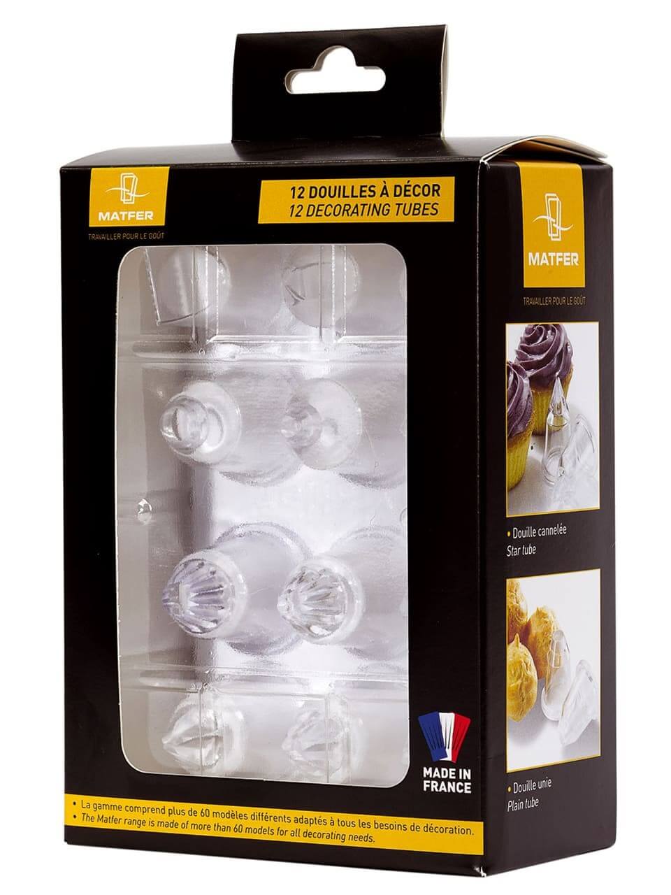 Boîte de 12 douilles Choix du pâtissier Matfer en polycarbonate transparent
