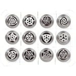 Boite de 12 douilles tout inox assorties décors fleurs