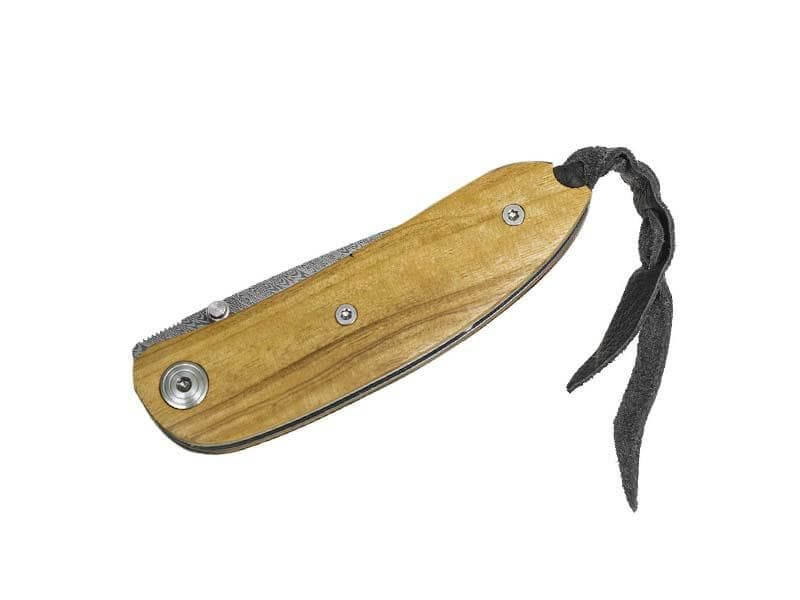 Couteau pliant LionSteel Mini acier damas manche olivier 8cm