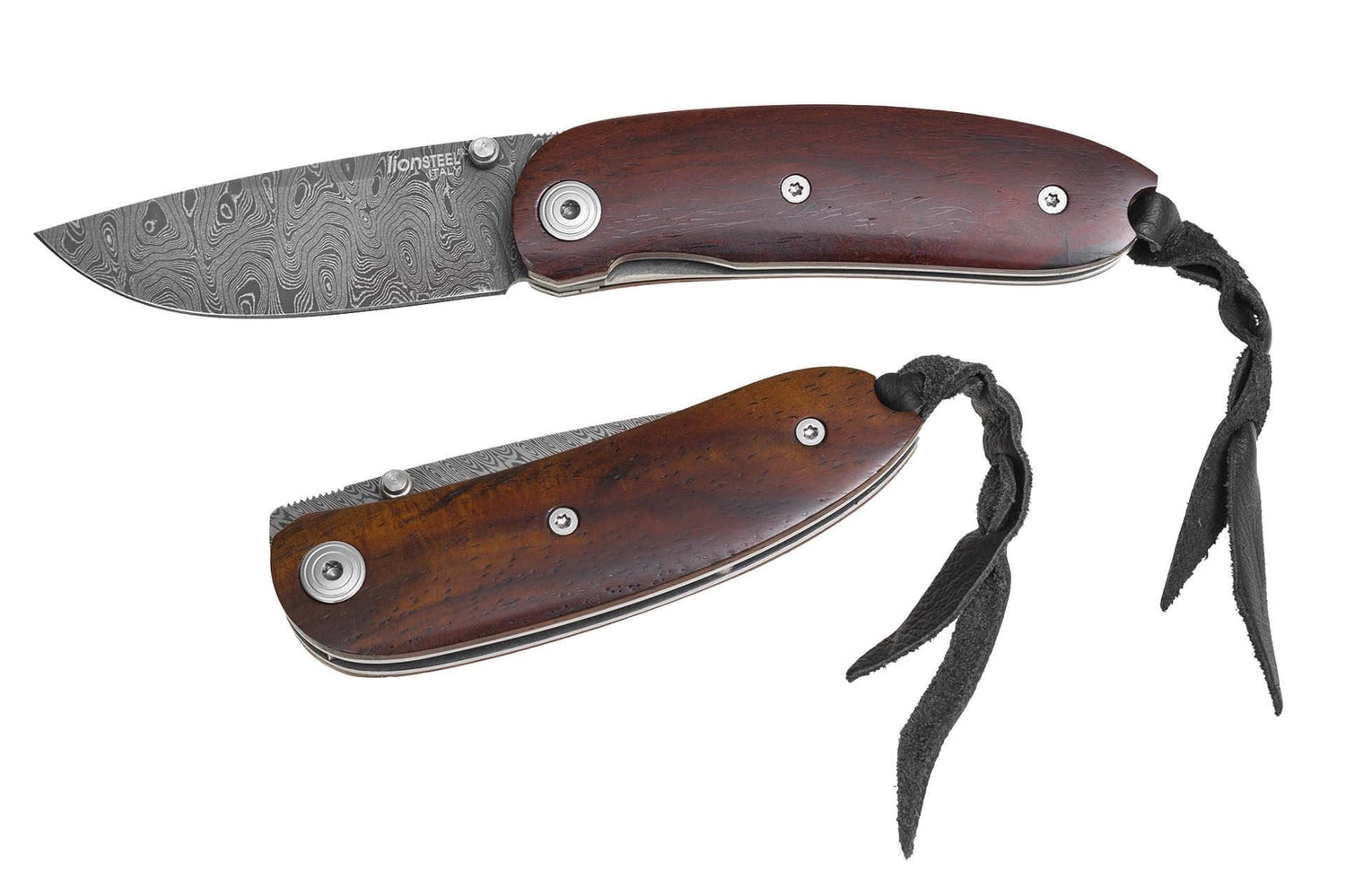 Couteau pliant LionSteel Mini acier damas manche bois de santos 8cm