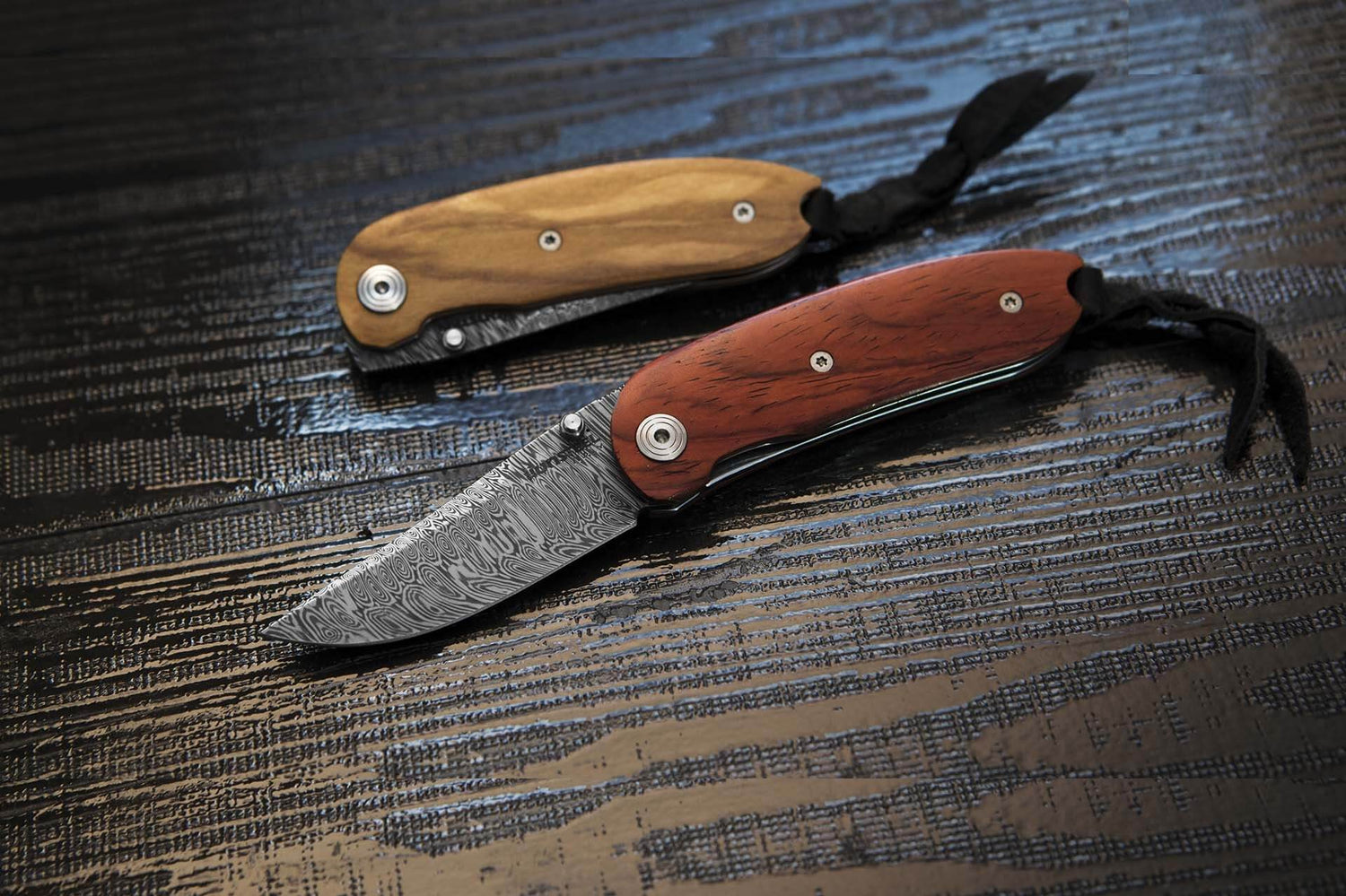 Couteau pliant LionSteel Mini acier damas manche bois de santos 8cm