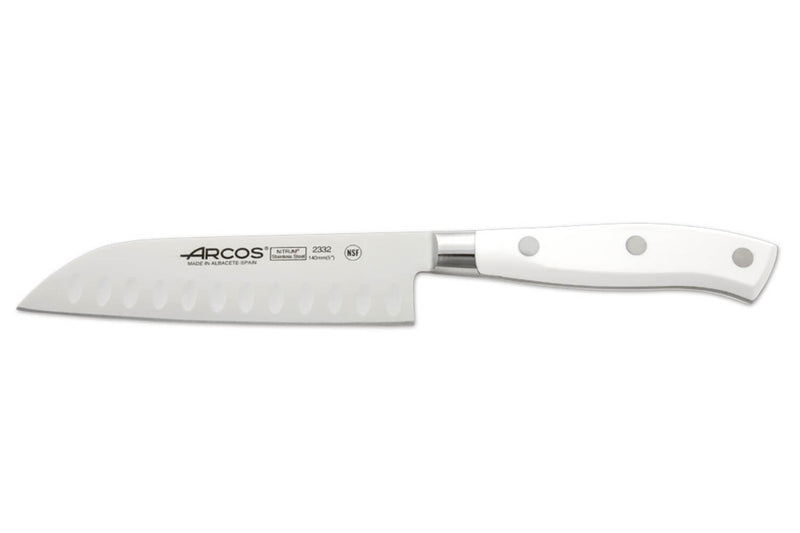 Couteau santoku forgé Riviera White Arcos lame alvéolée 14cm acier NITRUM®