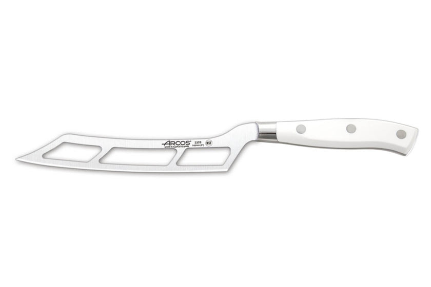 Couteau à fromage Arcos Riviera White forgé lame ajourée 14,5cm manche blanc