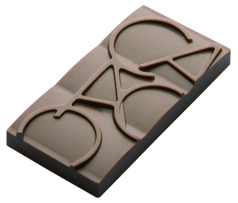 Moule pour 12 mini-tablettes de chocolat 20g cacao en PC 76 x 35mm