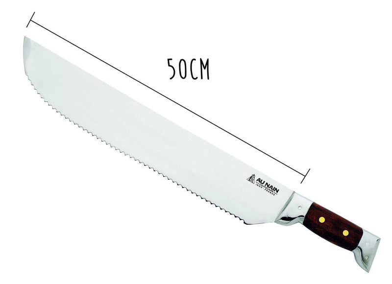 Couteau à thon Au Nain 2 mitres inox lame à fortes dents manche kotibé - 50 cm