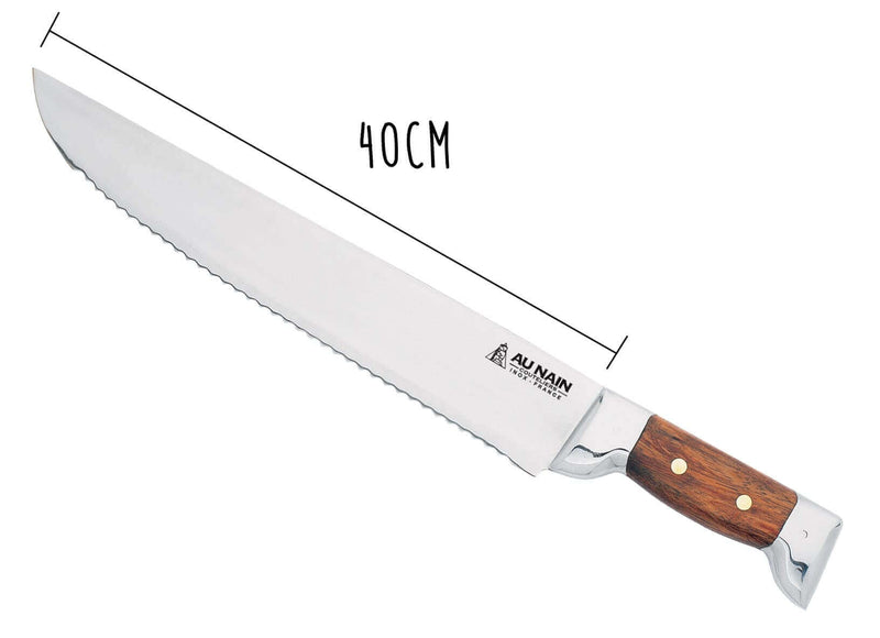 Couteau à thon Au Nain 2 mitres inox lame à dents manche kotibé - 40 cm