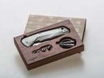 Couteau pliant LionSteel Tre manche 10cm + coffret bois - Titanium gris