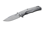 Couteau pliant LionSteel Tre manche 10cm + coffret bois - Titanium gris