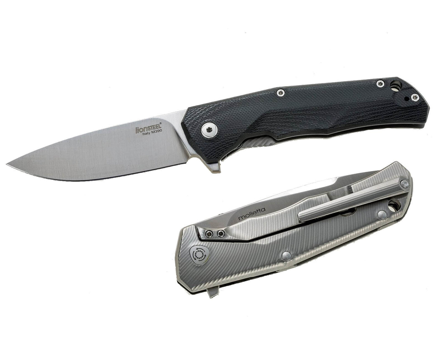 Couteau pliant LionSteel Tre manche G10 / titanium 10cm - Noir