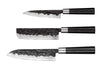 Coffret 3 couteaux Samura Blacksmith martelés : universel + santoku + nakiri