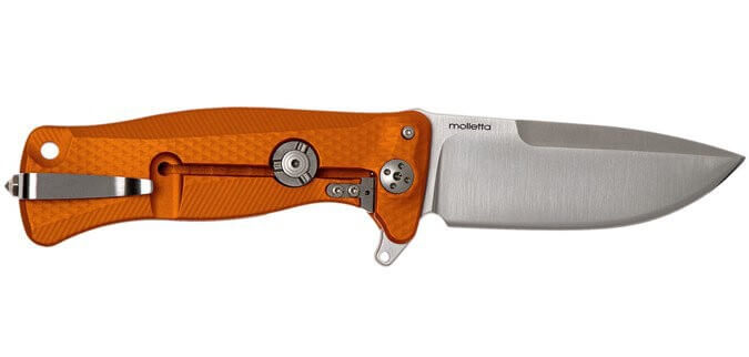 Couteau pliant LionSteel SR11 manche alu 12cm pic brise-vitre - Orange