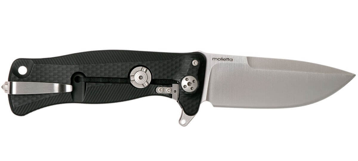 Couteau pliant LionSteel SR11 manche alu 12cm pic brise-vitre - Noir