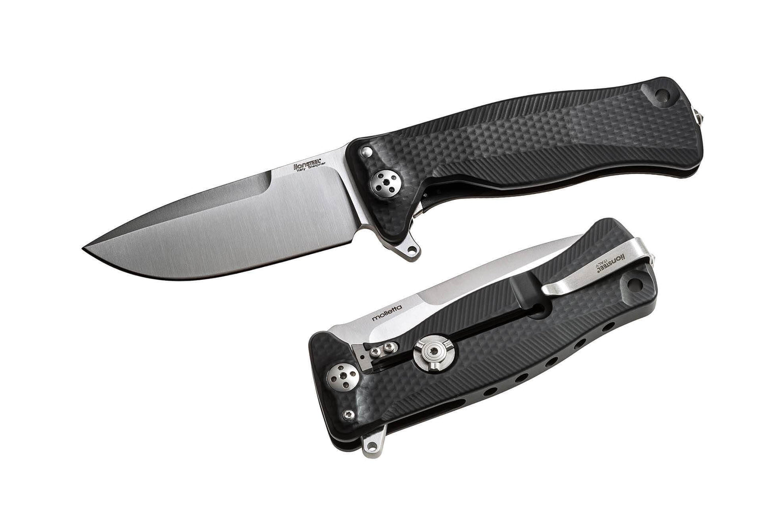 Couteau pliant LionSteel SR11 manche alu 12cm pic brise-vitre - Noir