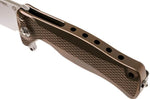 Couteau pliant LionSteel SR11 manche titanium 12cm pic brise-vitre + étui cuir - Bronze
