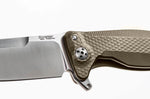 Couteau pliant LionSteel SR11 manche titanium 12cm pic brise-vitre + étui cuir - Bronze