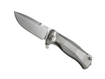 Couteau pliant LionSteel SR11 manche titanium 12cm pic brise-vitre + étui cuir - Gris