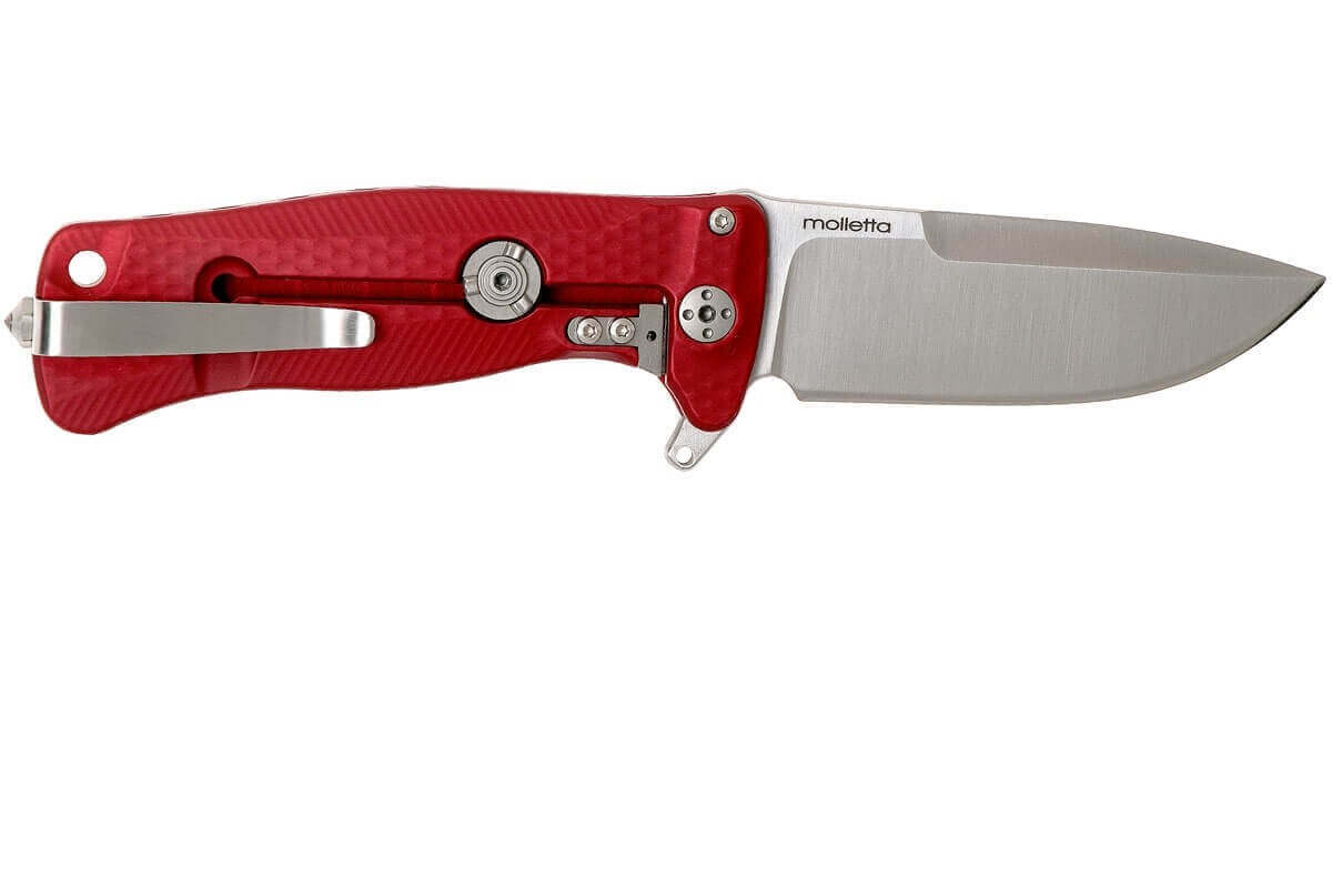 Couteau pliant LionSteel SR22 manche alu 10cm pic brise-vitre - Rouge