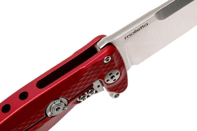 Couteau pliant LionSteel SR22 manche alu 10cm pic brise-vitre - Rouge