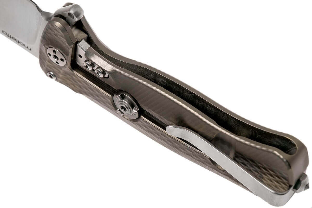 Couteau pliant LionSteel SR22 manche titanium 10cm pic brise-vitre - Bronze