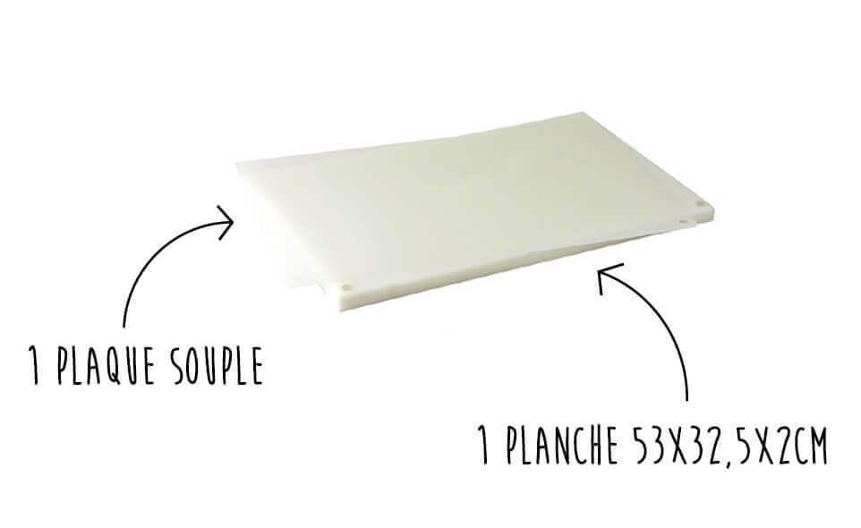 1 planche à découper professionnelle 53x32x2cm + 1 plaque flexible