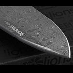 Couteau pliant LionSteel ROK damas manche titanium bleu 11cm