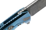 Couteau pliant LionSteel ROK damas manche titanium bleu 11cm
