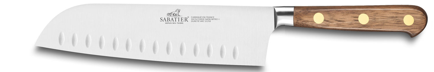 Couteau santoku forgé Sabatier Perigord lame 18cm manche en noyer