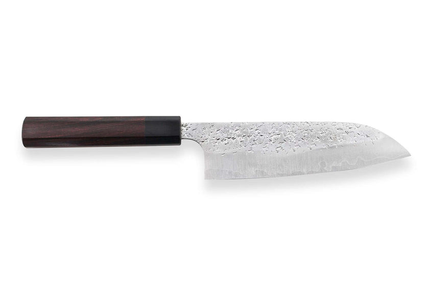 Couteau santoku japonais artisanal martelé Yu Kurosaki Shizuku 16,5cm acier SG2